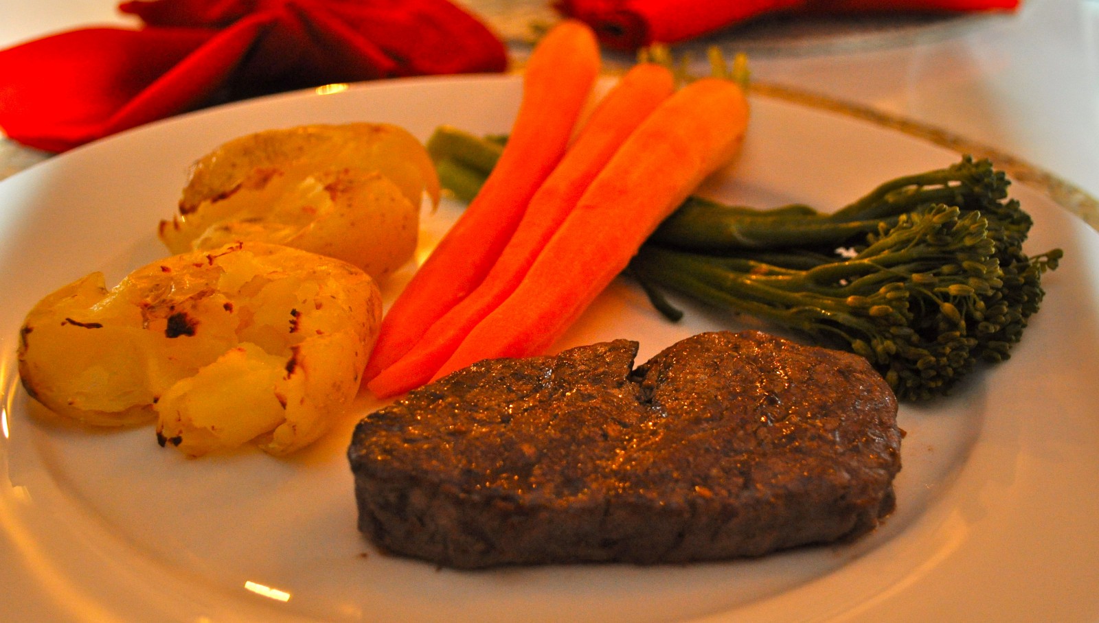Garlic soy steak and smashed potato