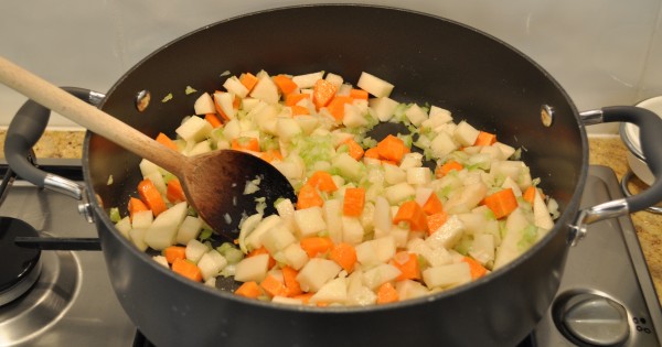 Carrot, onion, celery and potatos