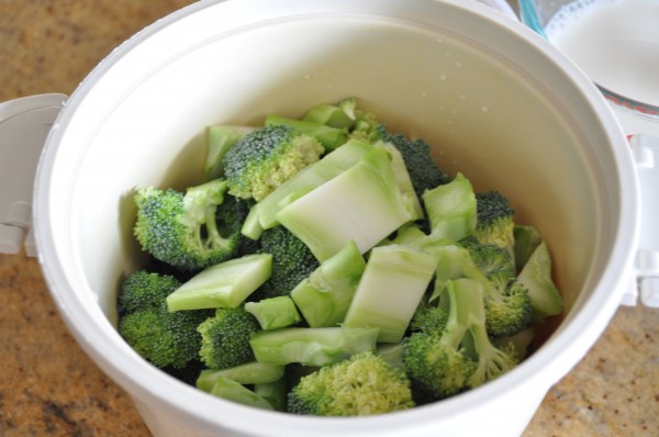 Steaming the broccoli