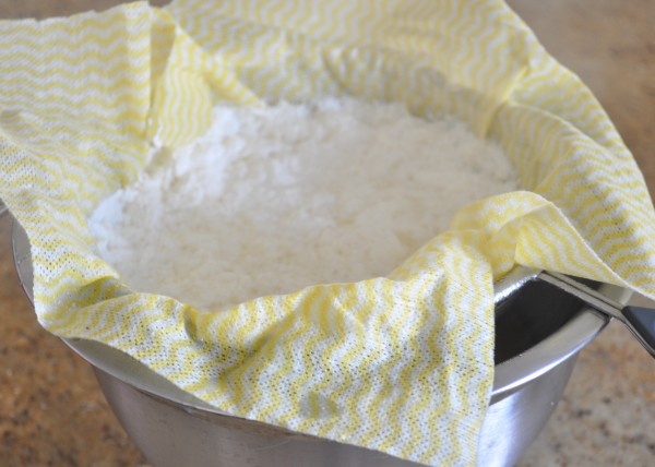 Draining ricotta