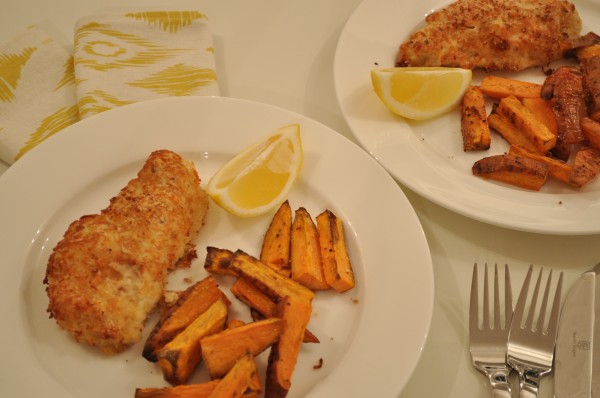 Halloumi-crumbed chicken breast