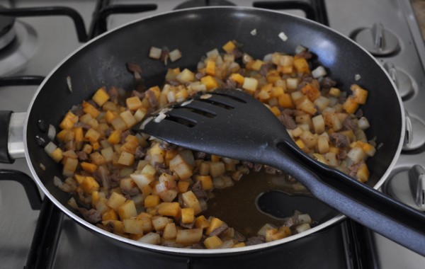 Frying up the filling