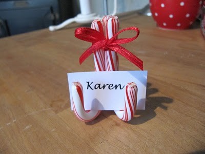 Candy cane placecard holder