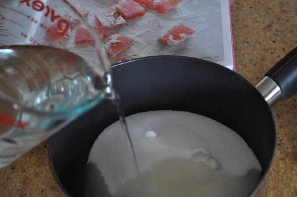 Sugar, water and lemon juice