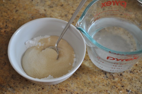 Gelatine, corn flour and water
