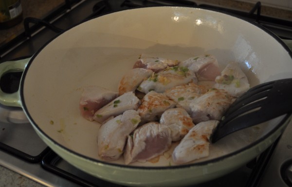 Browning the chicken