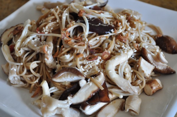 Warm mushroom and soba noodle salad
