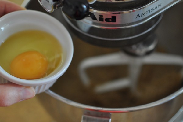 Adding eggs and vanilla