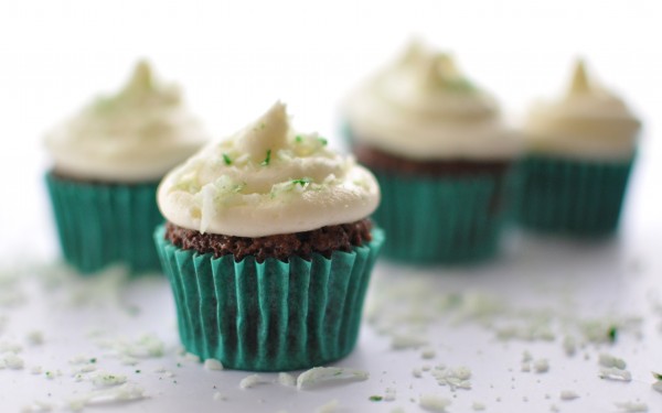 Peppermint cream chocolate coconut cupcakes