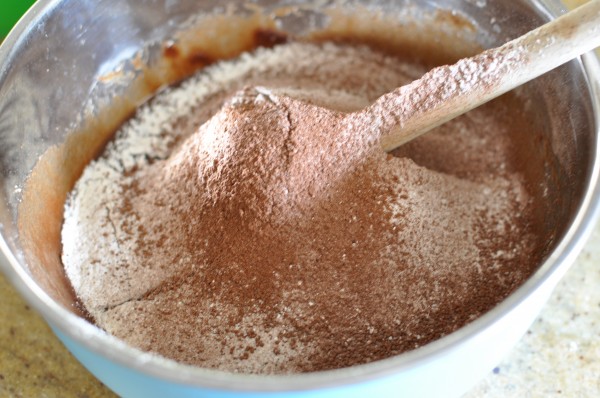 In with the dry ingredients