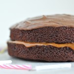 Chocolate cake with salted caramel filling and choc-caramel icing Chocolate cake with salted caramel filling and choc-caramel icing