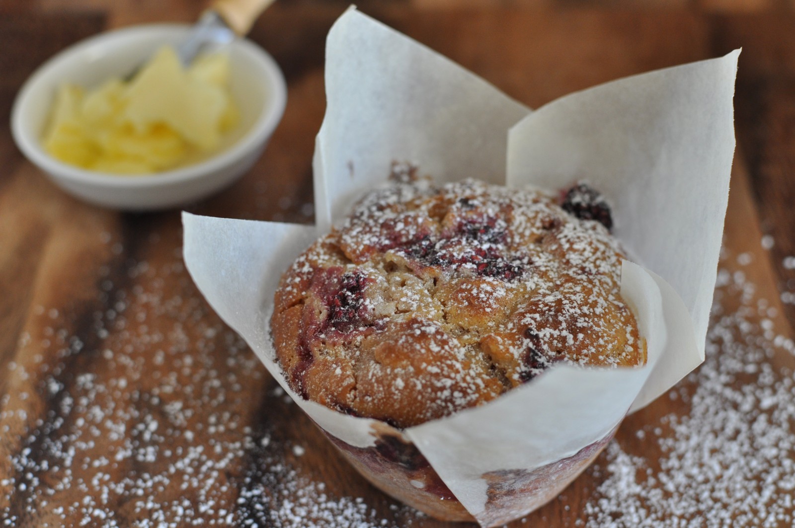 Raspberry and white chocolate muffin