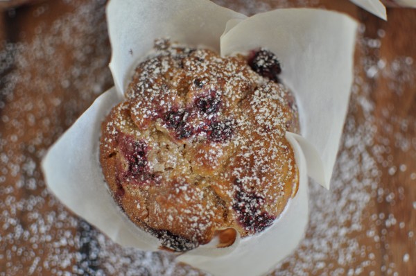 Raspberry and white chocolate muffin