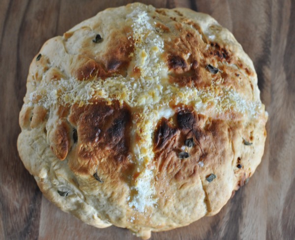 Giant savoury hot cross bun