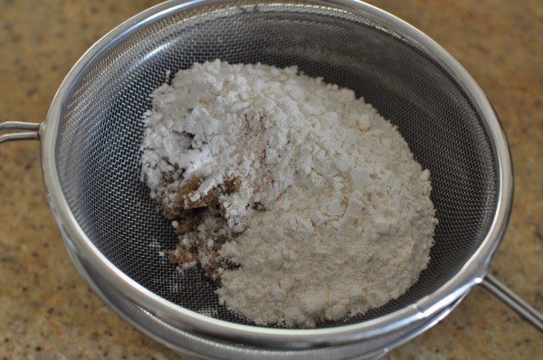Sifting the dry ingredients