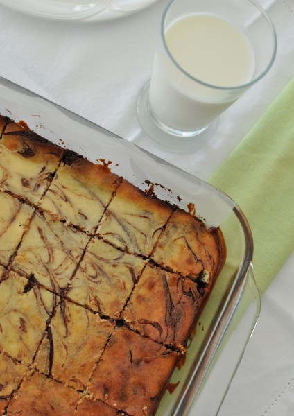 Fudgey chocolate brownies with white chocolate cheesecake swirl