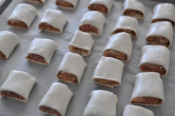 Little sausage rolls all in a row