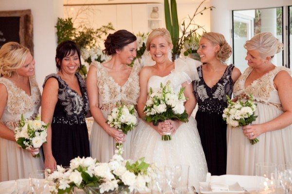With the bridesmaids and groomswomen