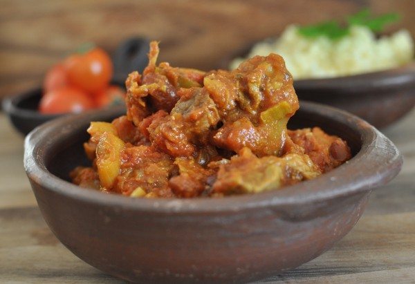 Slow-cooked beef and leek with kidney beans