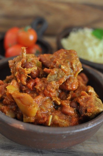 Slow-cooked beef and leek with kidney beans