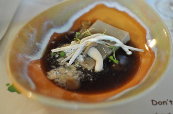 Entree - Mushroom custard with dried mushroom broth