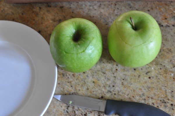 Carving out the apples