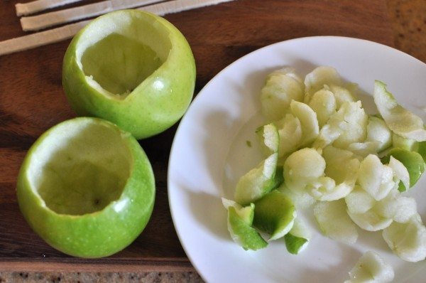 Hollowed out apples