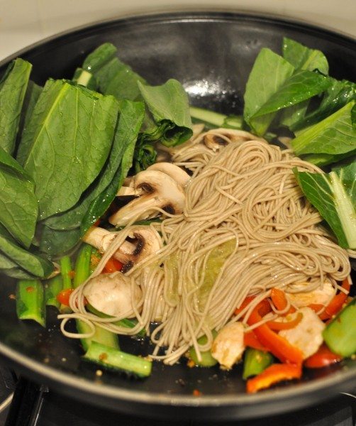 Noodles and leaves