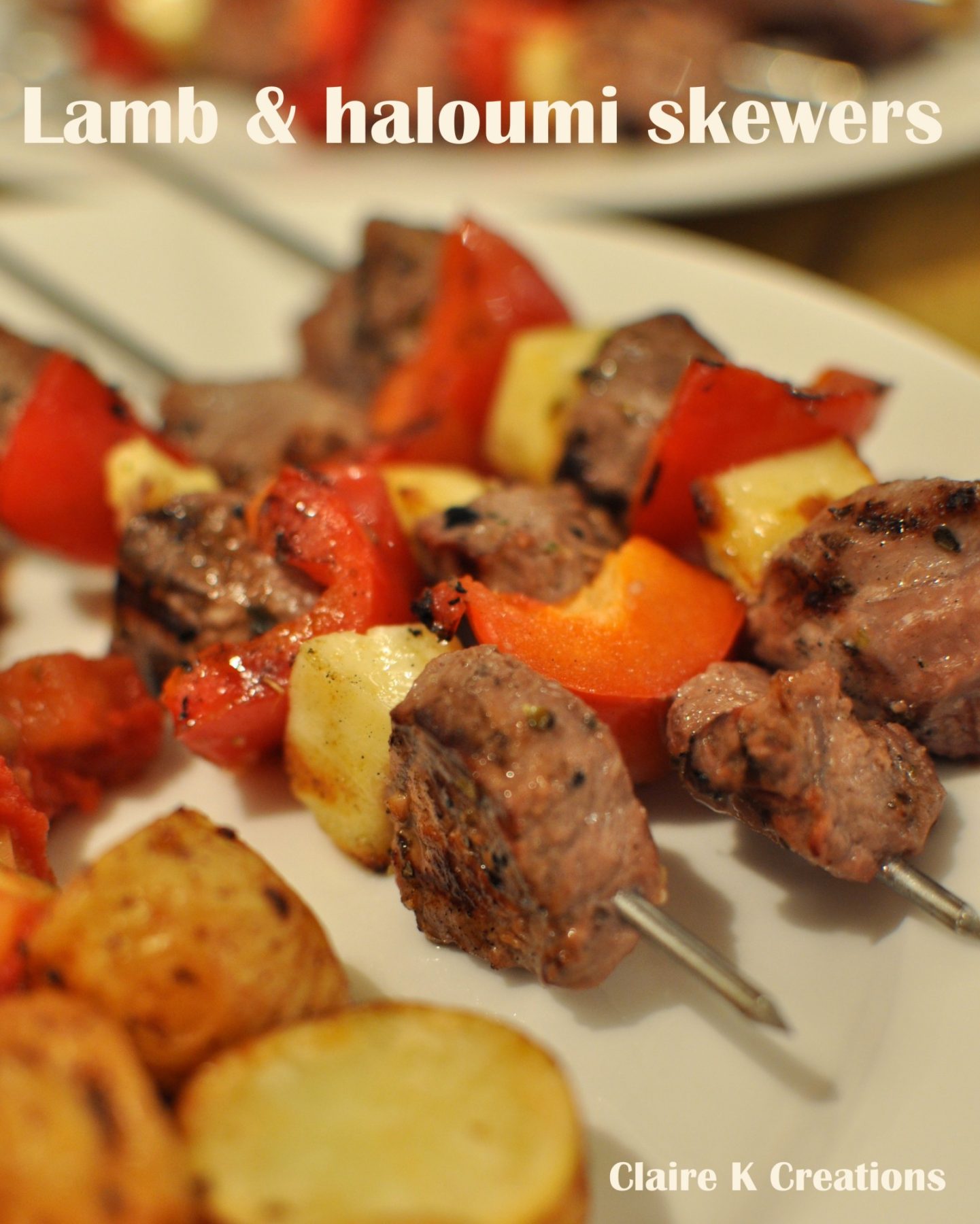 Lamb and haloumi skewers