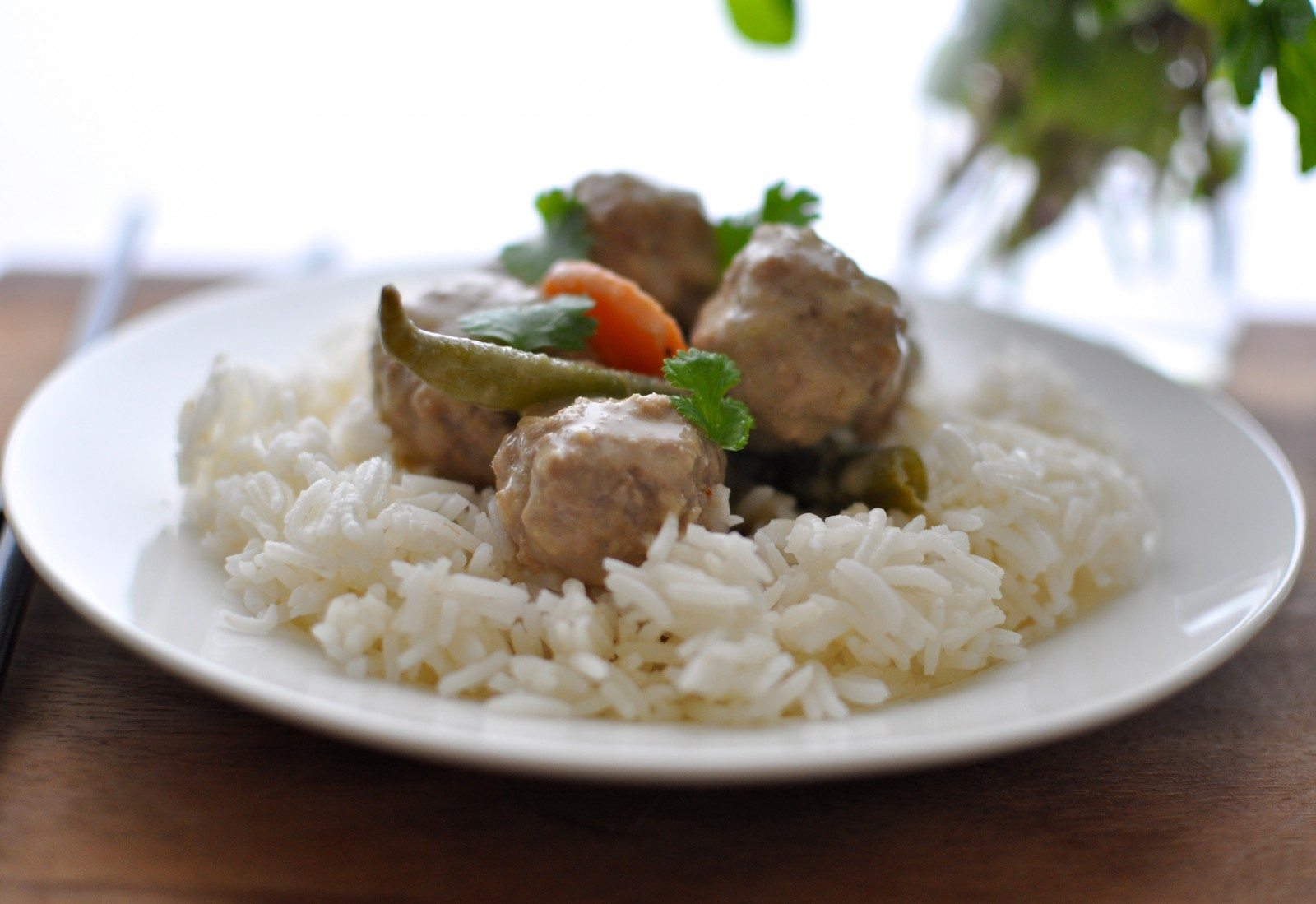 Thai green curry with pork meatballs