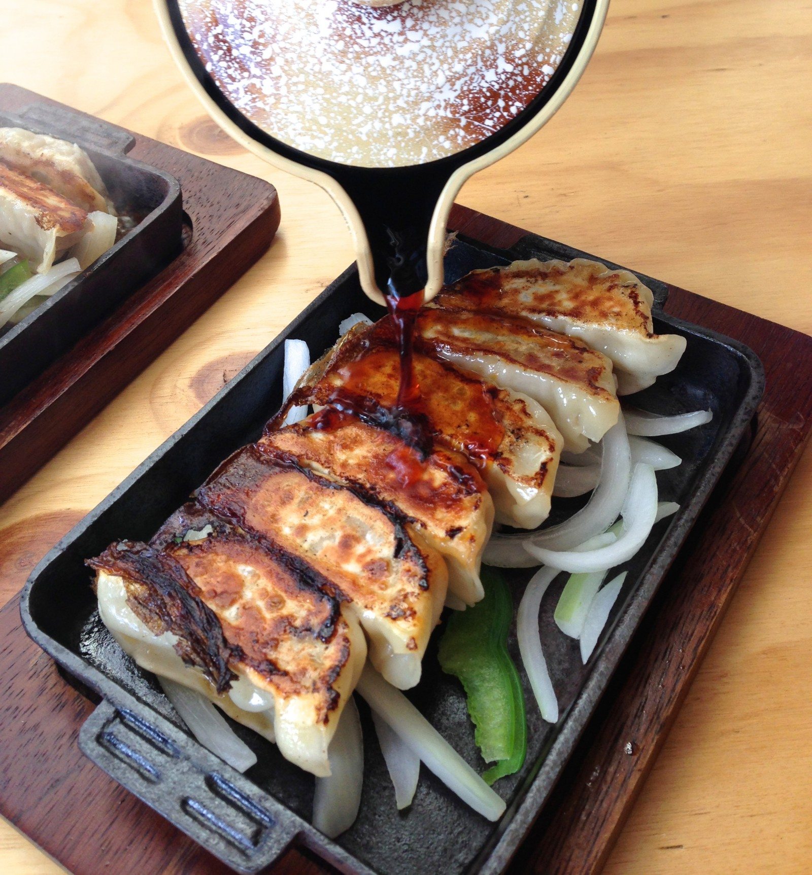 Saucing the gyoza