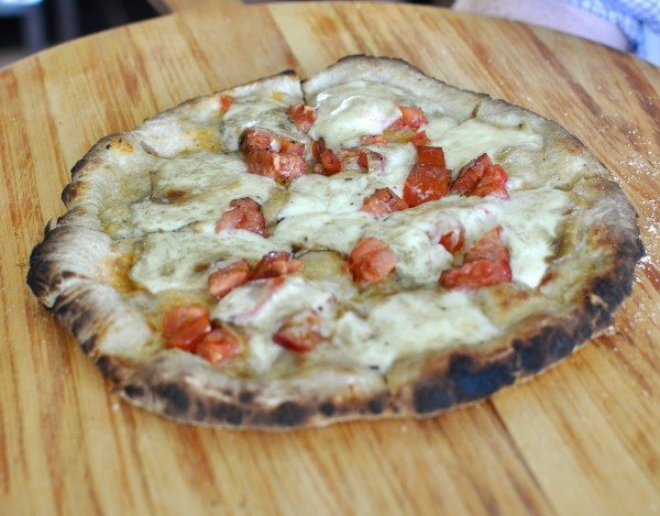 Pizza with smoked mozzarella