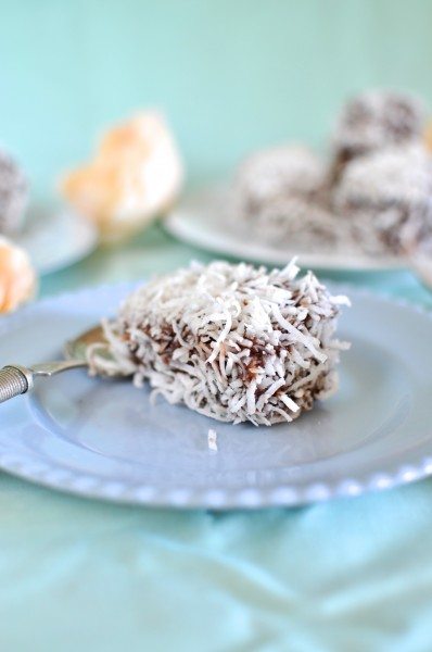 Coconut panna cotta lamingtons via Claire K Creations www.clairekcreations.com Coconut panna cotta lamington