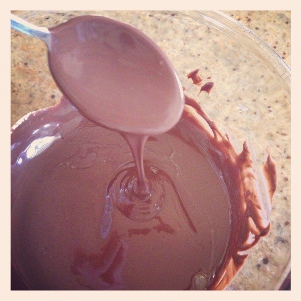 Melted chocolate for an Australia Day recipe