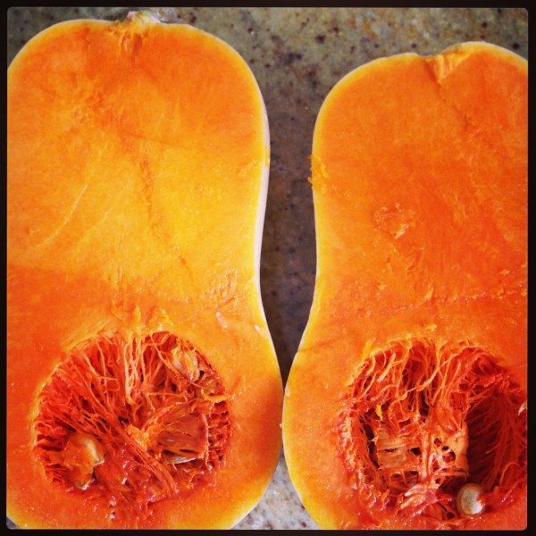 Pumpkin ready for roasting for baking