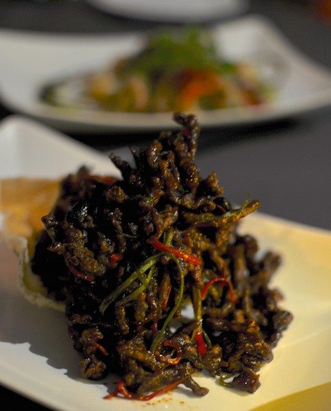 Crispy shredded beef, black beans, sticky barbeque sauce, cassava cracker $22
