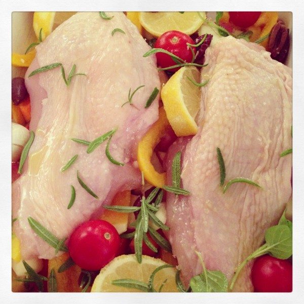 Tuesday night's dinner ready for the oven