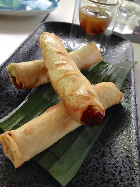 Saigon chicken spring roll  w. soy, orange + ginger dipping sauce [3pce] $15