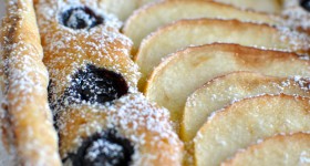 Apple and blueberry frangipane tart